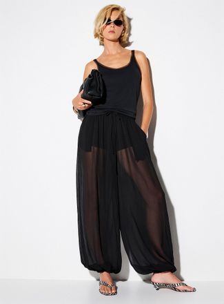 Icone Womens Elastic ankles sheer chiffon pant