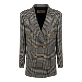 Valentino Garavani Check Pattern Double-Breasted Jacket - Dames - Blazers - Veelkleurig - XS - Wol - Jassen
