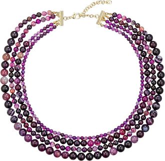 Eyecandy LA Eye Candy La Amethyst Beaded Multi Layer Drop Necklace