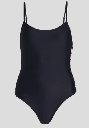 Karl Lagerfeld Black Black Essential Logo Swimsuit