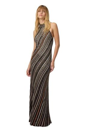 Missoni Long Dress With Halter Neck And Herringbone Stripe Knit in Multicoloured at Nordstrom, Size 42 It