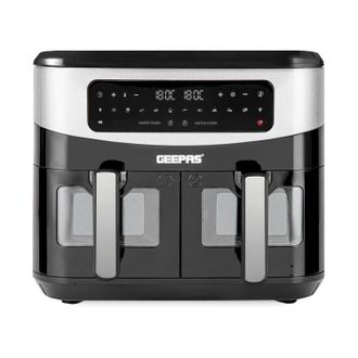 Geepas 9L Dual Zone VORTEX Digital Air Fryer with Visual Window Touch Screen in Black