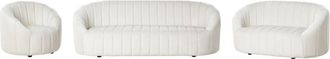 Beliani Conjunto De Sala De Estar Terciopelo Asiento Acolchado Respaldo Bajo Retro Contempor&aacute;neo Blanco Crema Malung