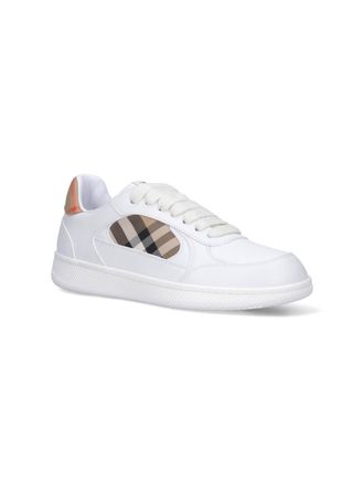 Burberry Check-Print Calf Leather Sneaker - White