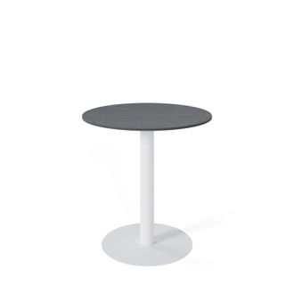 Koketto Home Mesa baja redonda tapa porcelanico gris y pata blanca