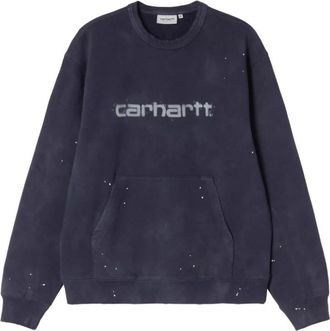 Carhartt Work in Progress Logo Katoenen Sweatshirt - Heren - Sweatshirts - Blauw - S - Katoen - Hoodies & sweatvesten