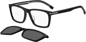 HUGO BOSS Stijlvolle Opt + Clip-On Bril - Heren - Brillen - Zwart - 55 MM - Accessoires