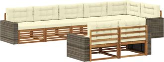 vidaXL Conjunto De Sof&aacute;s De Exterior 8 Uds. Natural Y Crema Vidaxl