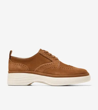 Cole Haan Womens &Oslash;riginal Grand City Platform Wingtip Oxford Shoes - Brown Size 5.5