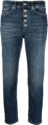 Dondup Bleach-effect High-Waisted Jeans - Dames - Slim Fit Jeans - Blauw - W26 - Katoen - Jeans