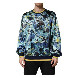 Dolce & Gabbana Sweatshirts, male, Multicolor, Size: XL Dolce & Gabbana Multicolor Marble Print Pullover Sweater