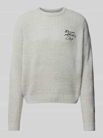 Review Strickpullover mit Label-Stitching in Hellgrau Melange, Größe S