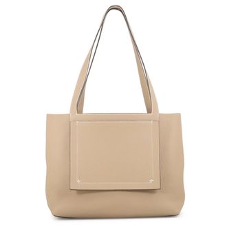 Herm&egrave;s Beige Taurillon Clemence Leather Tote Bag (Pre-Owned)