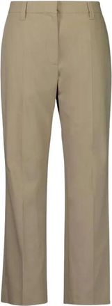 Brunello Cucinelli Gecropt Tailored Broek - Dames - Wijde Broeken - Beige - M - Katoen - Broeken