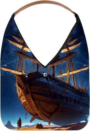 Generic Ancient Space Ship Reusable Lightweight Grocery Bags - Foldable Into Compact Pouch, Washable & Sturdy, Multipurpose for Shopping and Travel