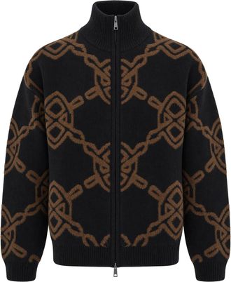 Daily Paper Clothing Black Logo Chain Pattern High-Neck Sweater