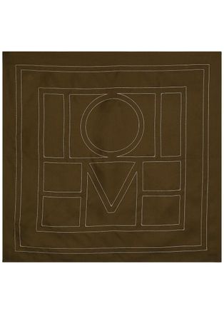 Toteme Logo-monogrammed Silk Scarf - Moca - One Size