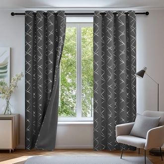 Lot De 2 Rideaux Voilages Brodés Etoiles 140x240cm - Blanc Et Vert - Effet Lin - 8 Œillets