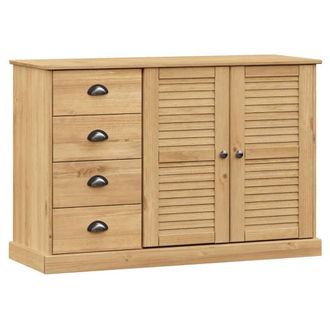 Berkfield Home Sideboard with Drawers VIGO 113x40x75 cm Solid Wood Pine in Light Brown | Size: 113 x 40 x 75 cm