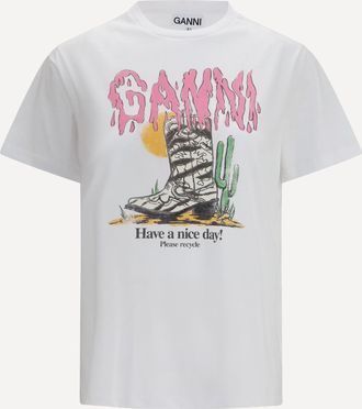 Ganni T-shirt western con camperos Woman XS