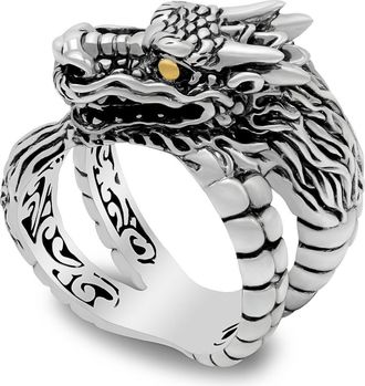 Samuel B. Sterling Silver & 18K Yellow Gold Dragon Ring in Silver And Gold at Nordstrom Rack, Size 6