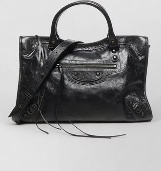 Balenciaga tote bag textured leather top handles strap