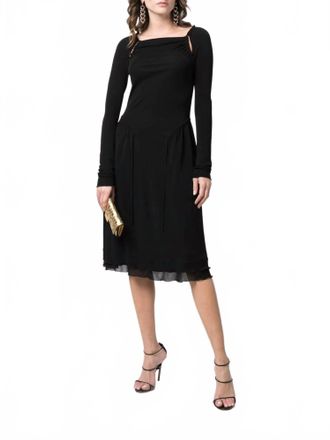 Ferragamo Cut-Out Detailed Midi Dress In Black