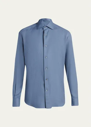 Ermenegildo Zegna Mens Cotton and Cashmere Button-Down Shirt