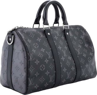 Louis Vuitton Black Reverse Monogram Eclipse Canvas Keepall Bandouliere 35