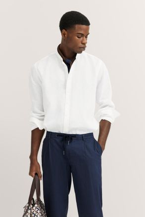 Bugatti Langarmhemd BUGATTI, Herren, Gr. 4XL, Normalgr&ouml;ssen, weiss (10, wei&szlig;), 100% Leinen, unifarben, normal, eckige 2-Knopf-Manschette, Hemden Langarmhemd, 