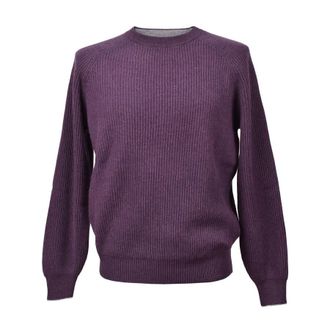 Brunello Cucinelli Plum Cashmere Crew Neck Sweater, Brand Size 50 (US Size 40)