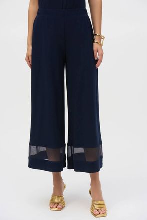 Joseph Ribkoff Silky Knit And Mesh Crop Pant In Midnight Blue