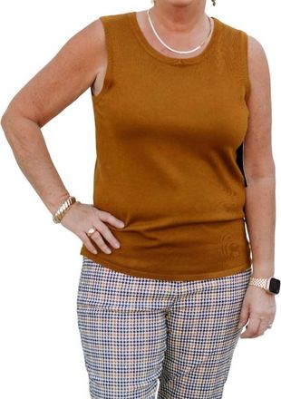 Multiples Jewel Neck Solid Sweater Tank In Tobbern