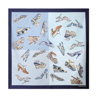 Ferragamo Accessoires, Dames, Veelkleurig, ONE Size, Denim, Genio Foulard