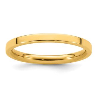 Diamond2Deal 14k Yellow Gold 2mm Standard Weight Flat Comfort Fit Wedding Band Ring