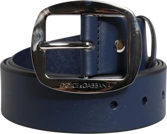 Dolce & Gabbana Cintura classica in pelle di vitello con fibbia in metallo - - Accessories - Uomo - Blu - ONE SIZE