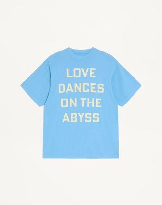 Valentino T-Shirt Valentino In Cotone Con Stampa Love Dances On The Abyss & Made In Valentino Uomo CELESTE 3XL