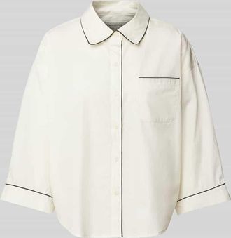 Marc O'Polo Oversized Lounge-Shirt aus reiner Baumwolle mit Kontrastdetails in Offwhite, Größe XL