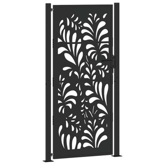 Berkfield Home Garden Gate Black 105x205 cm Steel Wave Design