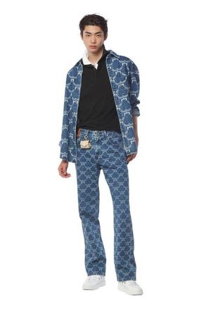 MCM Lauretos Monogram Denim Shirt in Indigo at Nordstrom, Size 50 Eu