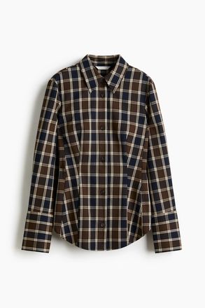 H&M Figurbetonte Twillbluse - Khakigr&uuml;n/Kariert