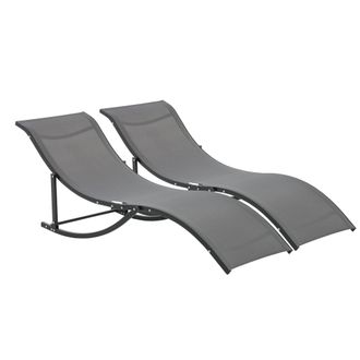 OUTSUNNY Set of 2 Zero Gravity Lounge Chair Recliners Sun Lounger Dark Grey | TJ Hughes