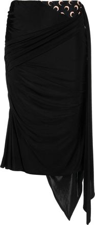 Marine Serre draped midi asymmetric skirt - women - Viscose/Elastane/Polyamide/Elastane - M - Black