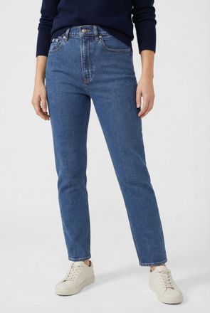 Calvin Klein Jeans Straight-Jeans CALVIN KLEIN JEANS HGH RS STRGHT CK ESS, Damen, Gr. 27, L&auml;nge 34, pacifico, Denim/Jeans, Obermaterial: 98% Baumwolle, 2% Elasthan, stra