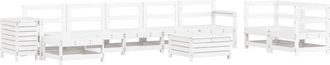 vidaXL Juego De Sof&aacute;s De Jard&iacute;n 10 Pzas Madera Maciza De Pino Blanco Vidaxl