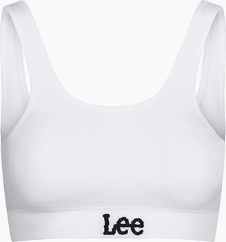 Lee Womens Katie Scoop Neck Cropped Bra - White - Size: 12