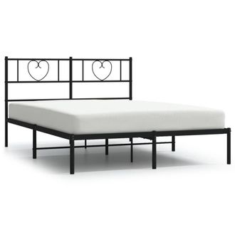 Berkfield Home Metal Bed Frame with Headboard Black 160x200 cm