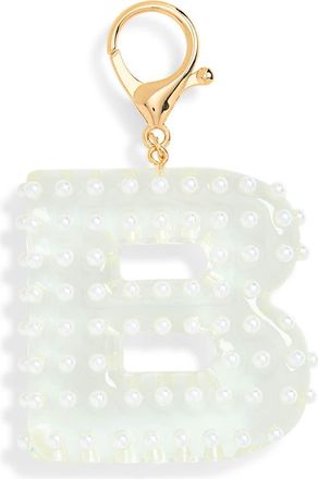 Leith Faux Pearl Initial Bag Charm in B- Clear- White- Gold at Nordstrom Rack