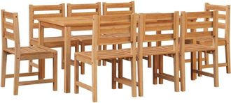 vidaXL 9 Piece Garden Dining Set Solid Wood Teak vidaXL