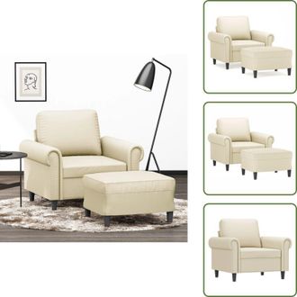 vidaXL Poltrona crema - vidaXL Poltrona con Poggiapiedi Crema 60 cm in Similpelle - Poltrona con poggiapiedi 60 cm